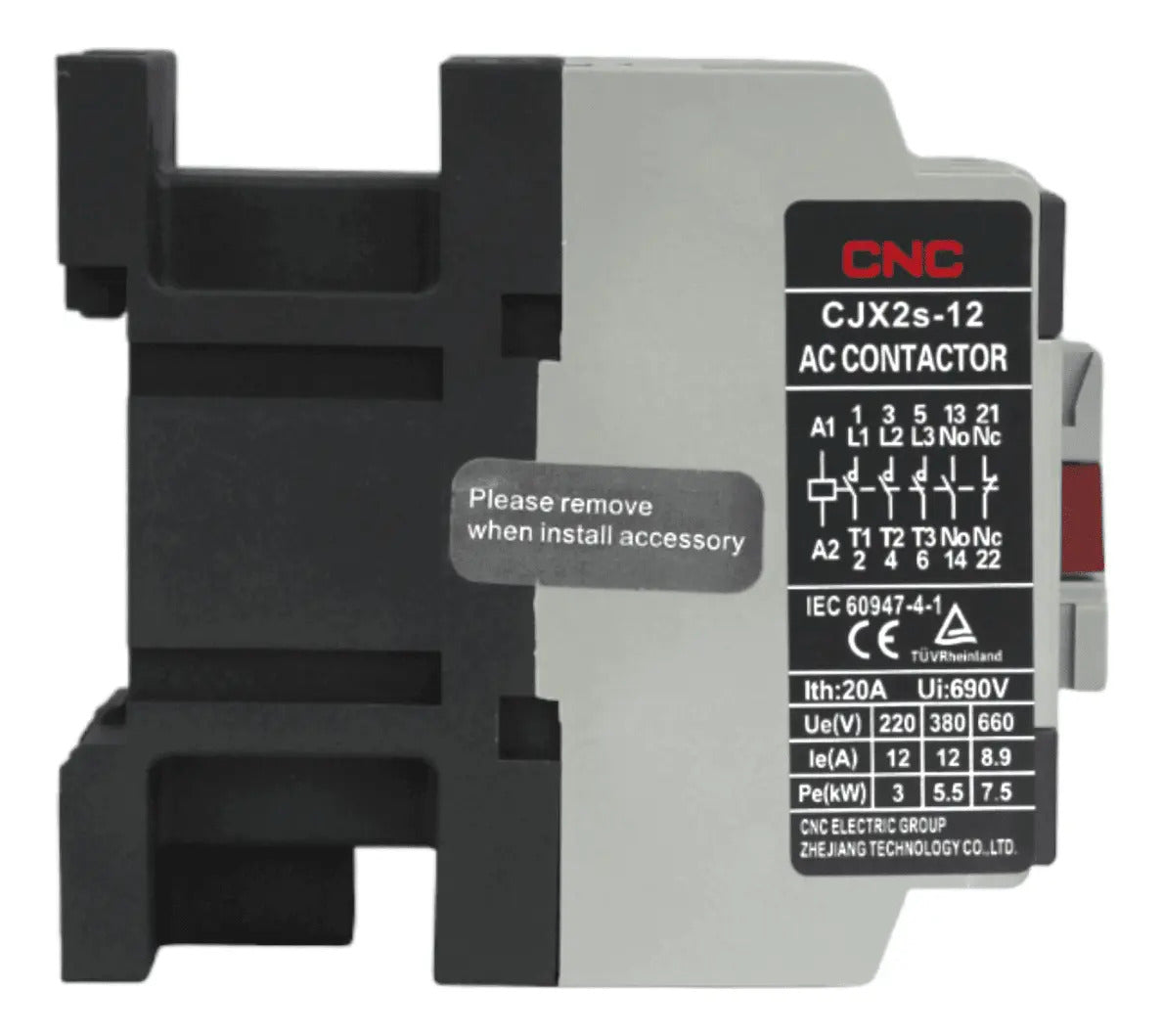 Contactor Trifasico 12a 1no+1nc Bobina 220v Cnc - Cjx2s