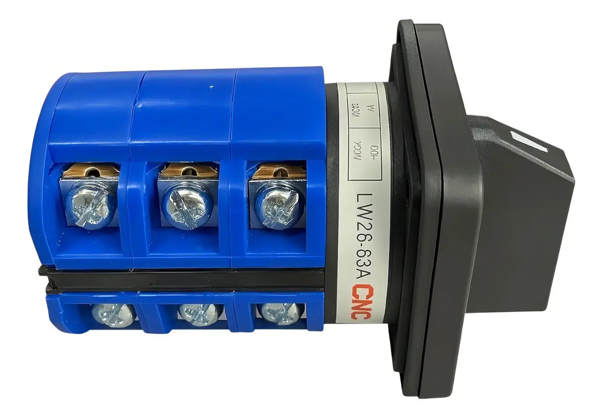 Selector Rotativo Cnc 63a Conmutador Fases 1-0-2 Azul 6 Ip20