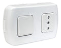 Interruptor Kalop Tekna Sobrepuesto 9/12 + Enchufe 10a Casquete Blanco