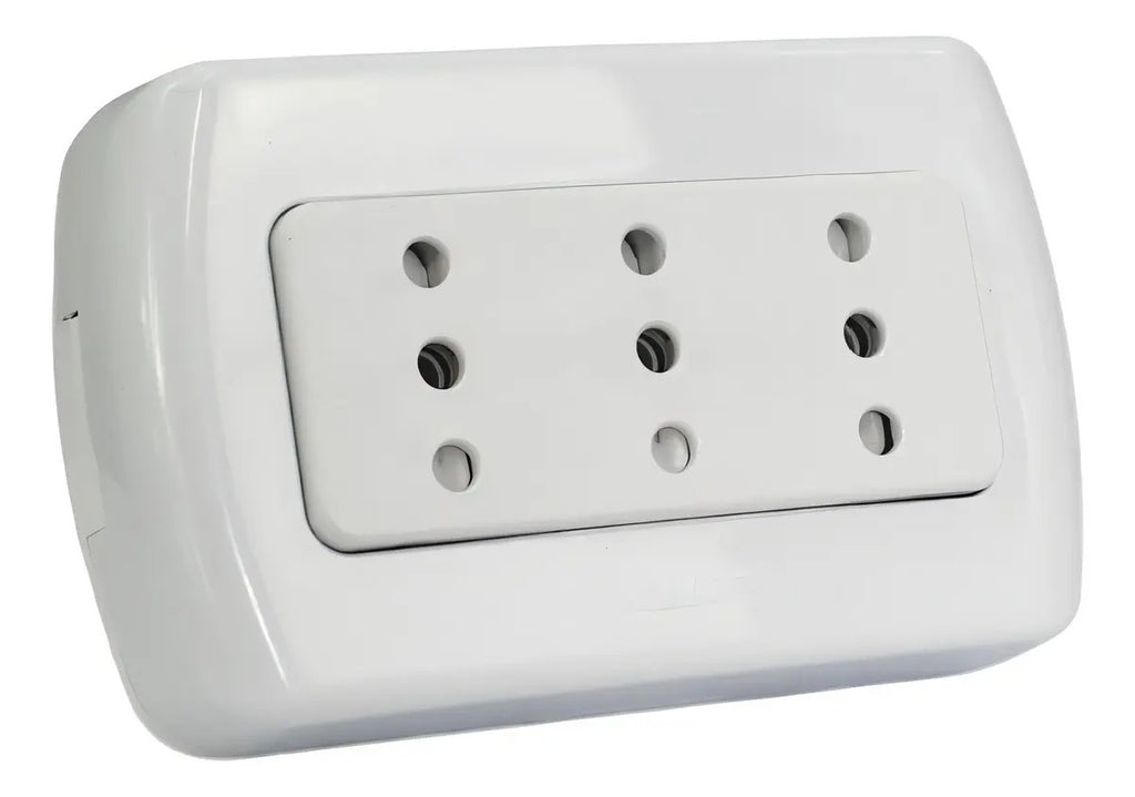 Enchufe Triple Sobrepuesto Kalop Blanco Con 3 Tomas Para Interiores