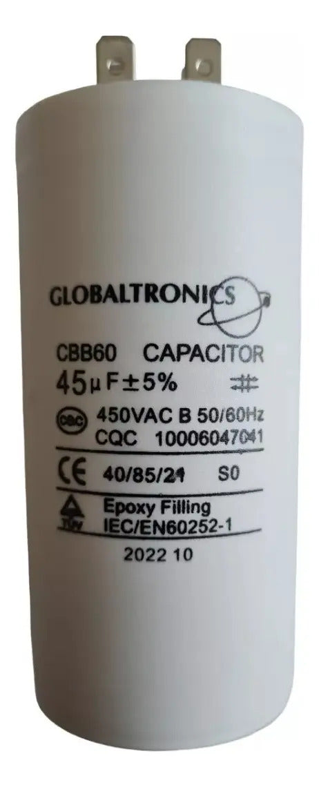 Condensador Permanente 45uf  450vac 50/60hz Capacitor 45