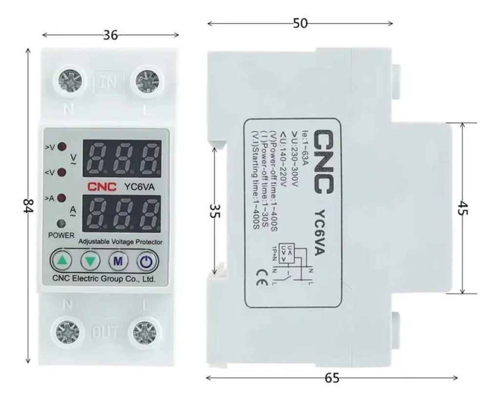 Relé Protección Voltaje Corriente Ajustable 220v Monofásico