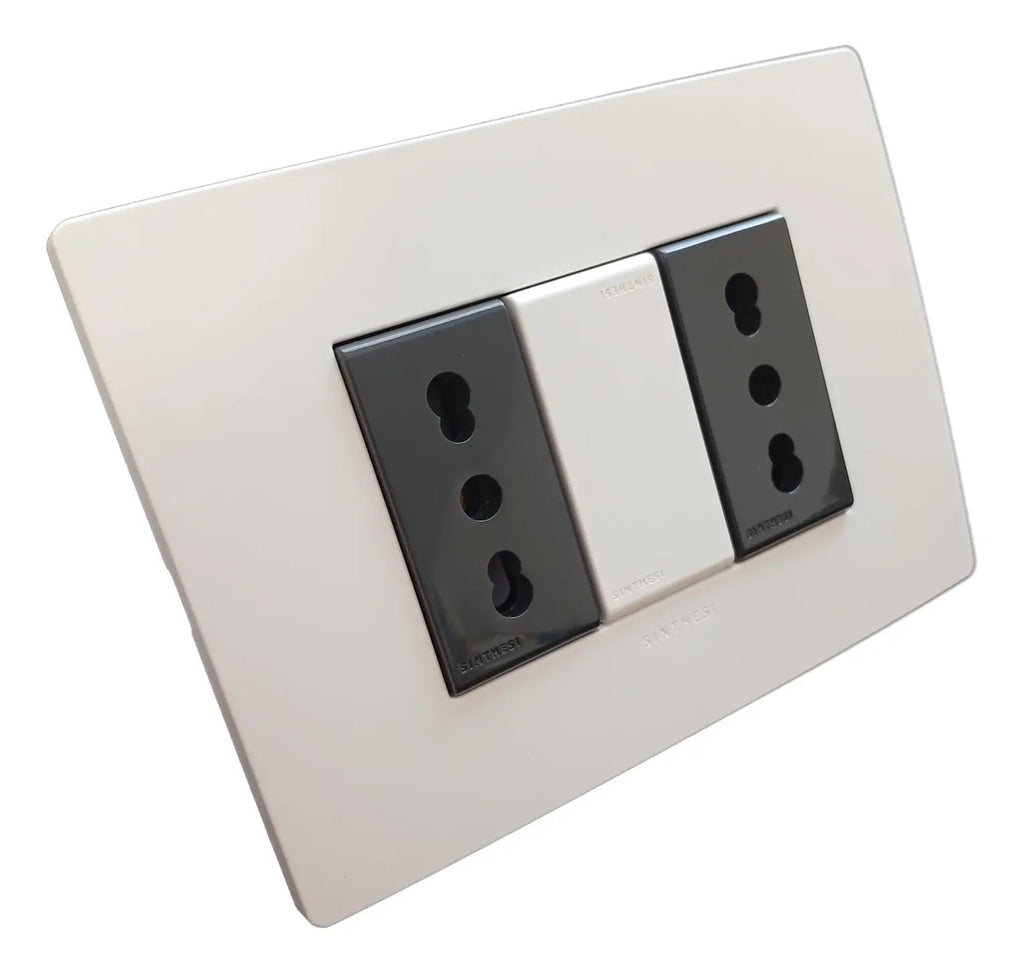 Enchufe Doble 10/16a 250v Tomacorriente Blanco