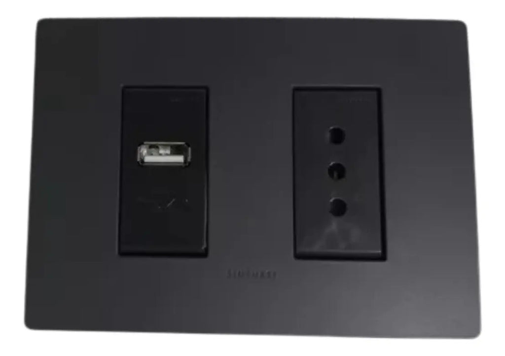 Toma Corriente 10a + Toma Usb Noir S22 Sinthesi