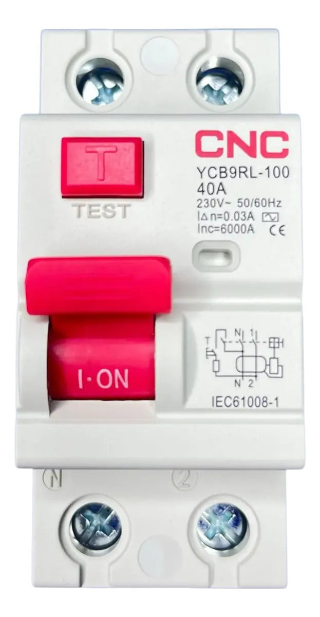 Interruptor Diferencial Cnc 2p 40a 30ma 600v Línea Ycb9rl Rccb