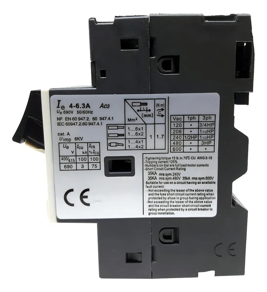 Disyuntor Cnc Ycp5-25-me10 Termomagnético 3 Polos 4-6.3a