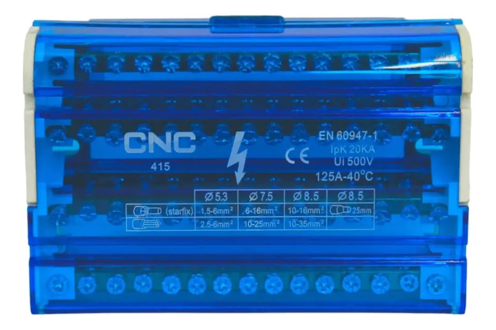 Repartidor Tetrapolar 125a 15 Conexiones 4x15 Barras Aislada