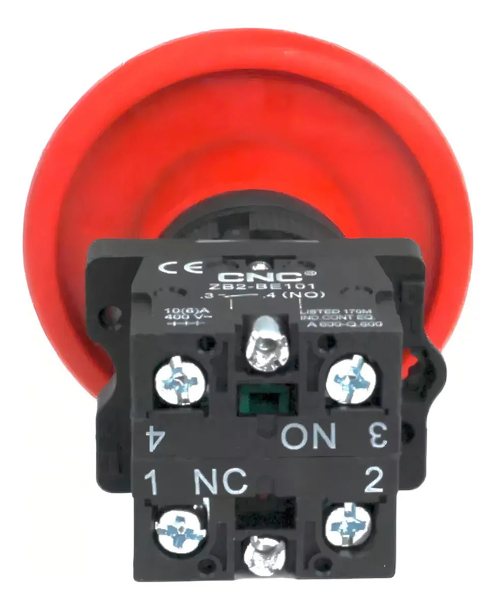 Pulsador Emergencia Cnc Lay5-bc42 Rojo 1nc 10a Ip40 Para Panel 22mm