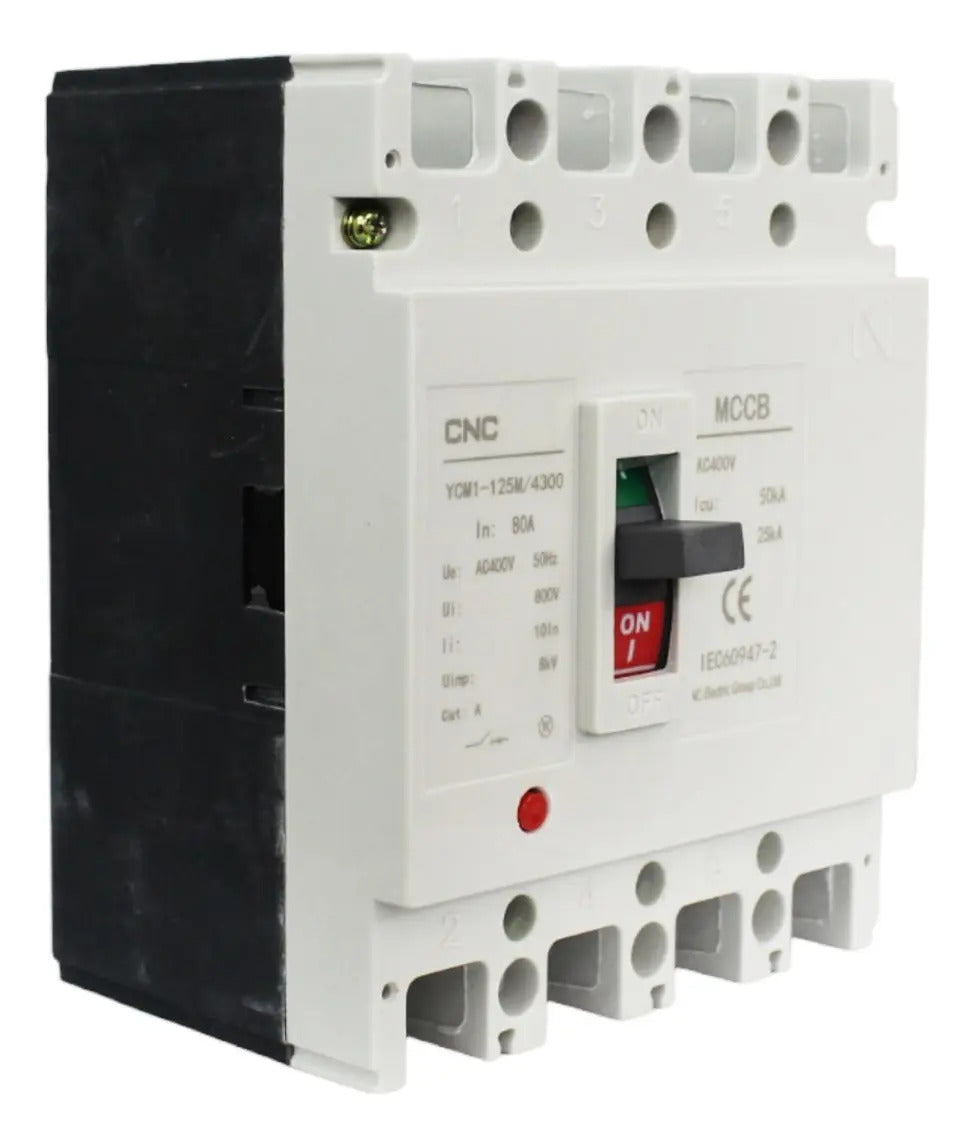 Interruptor Automático Cnc 4 Polos 80a 400v 50ka Ycm1-125 Industrial