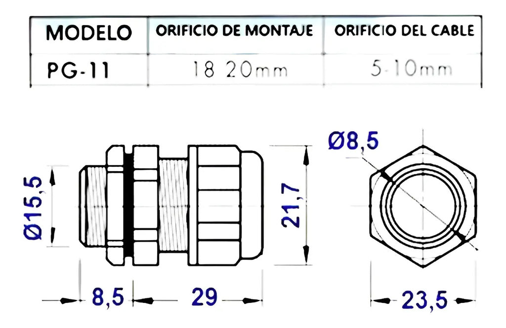 Prensa Estopa Pg-11 Pack 10 Unidades 5mm A 10mm Ip67 Cnc