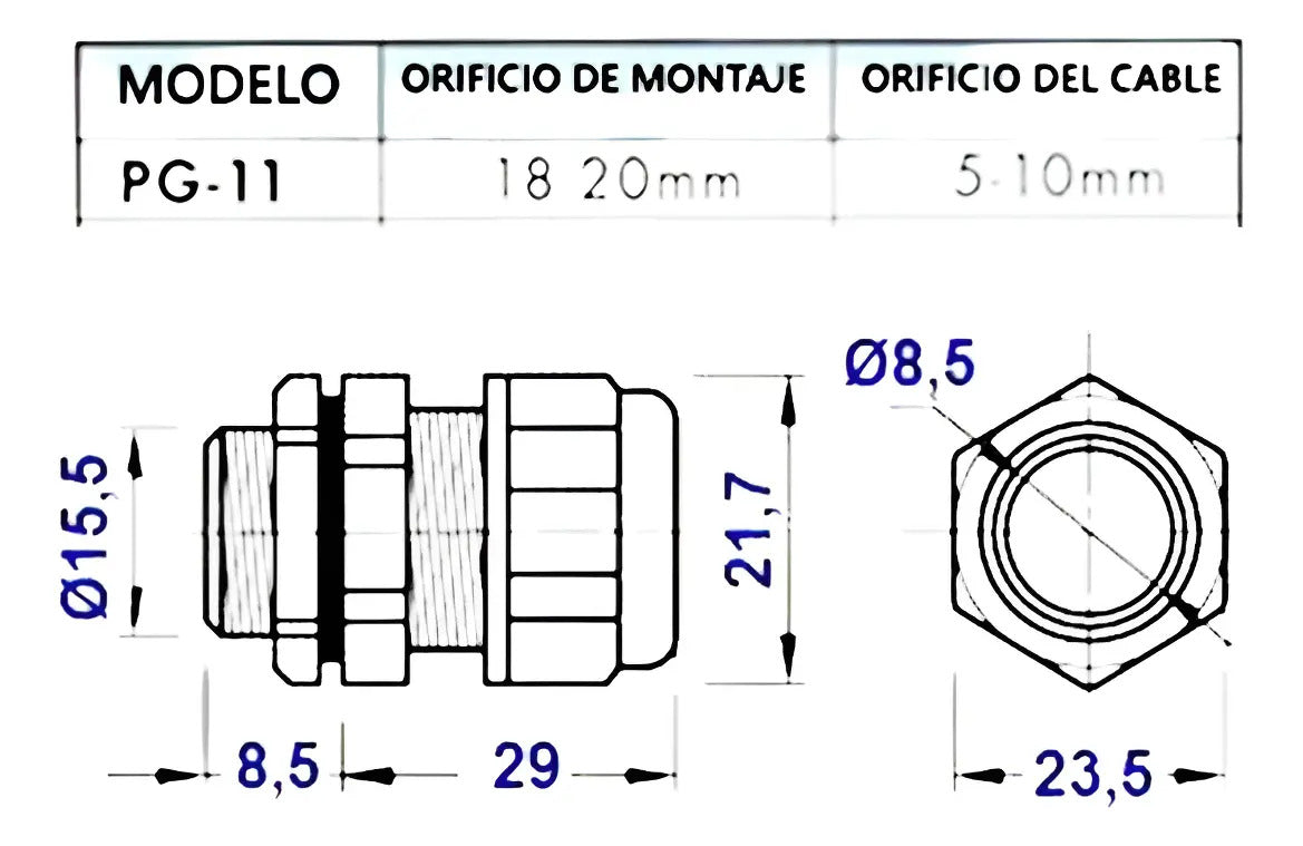 Prensa Estopa Pg-11 Pack 10 Unidades 5mm A 10mm Ip67 Cnc