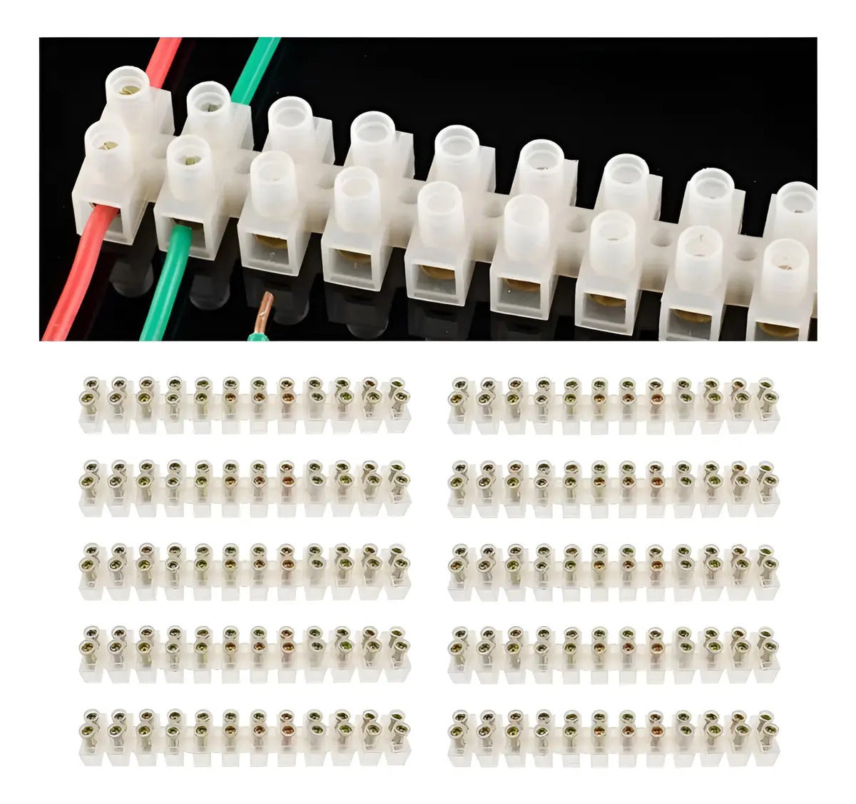 Regleta De Conexión Pvc 12mm2 - 15 Amper Pack 10 Unidades