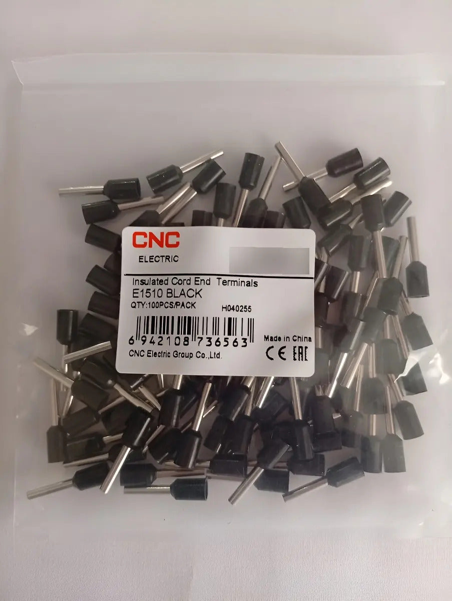 Terminal Ferrul 1.5mm O 16 Awg Negro 100 Unidades
