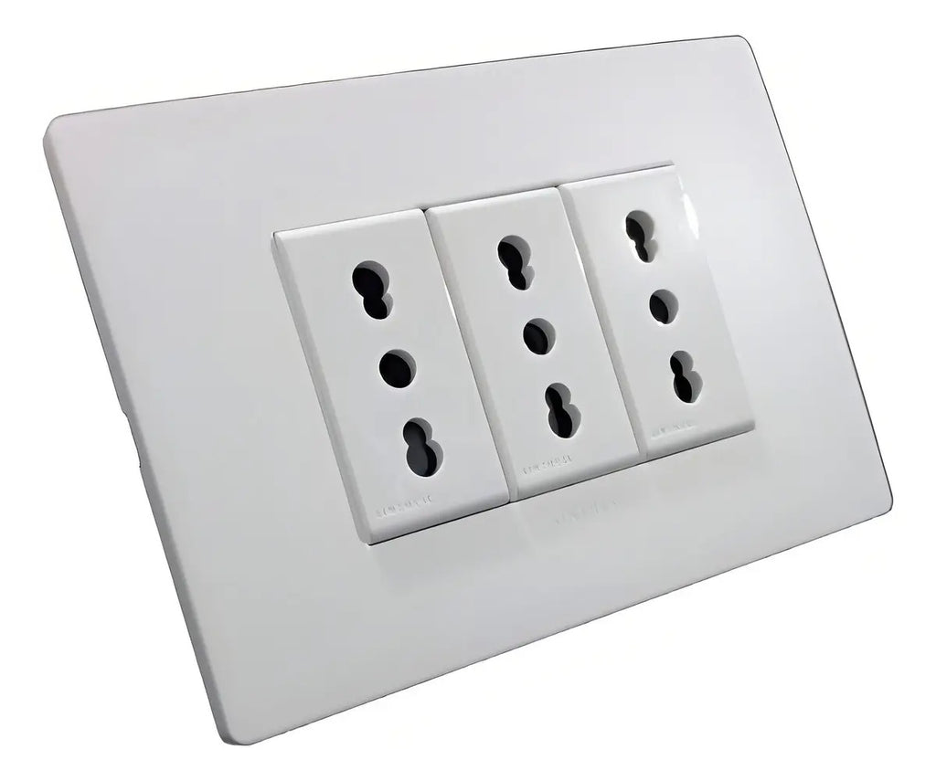 Enchufe Triple Embutido 10/16a Noir Sinthesi. Color Blanco