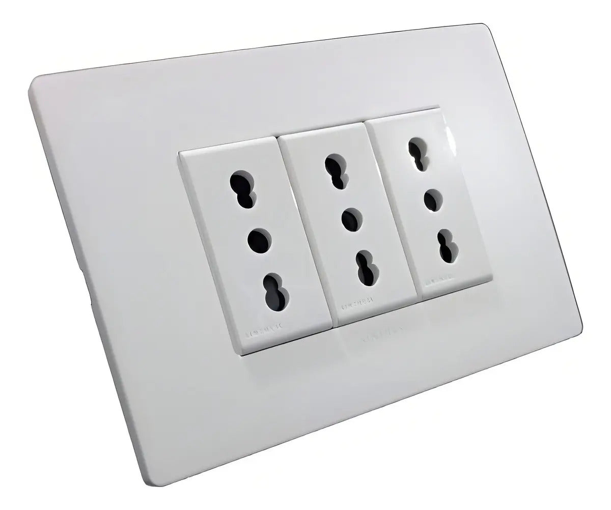 Enchufe Triple Embutido 10/16a Noir Sinthesi. Color Blanco
