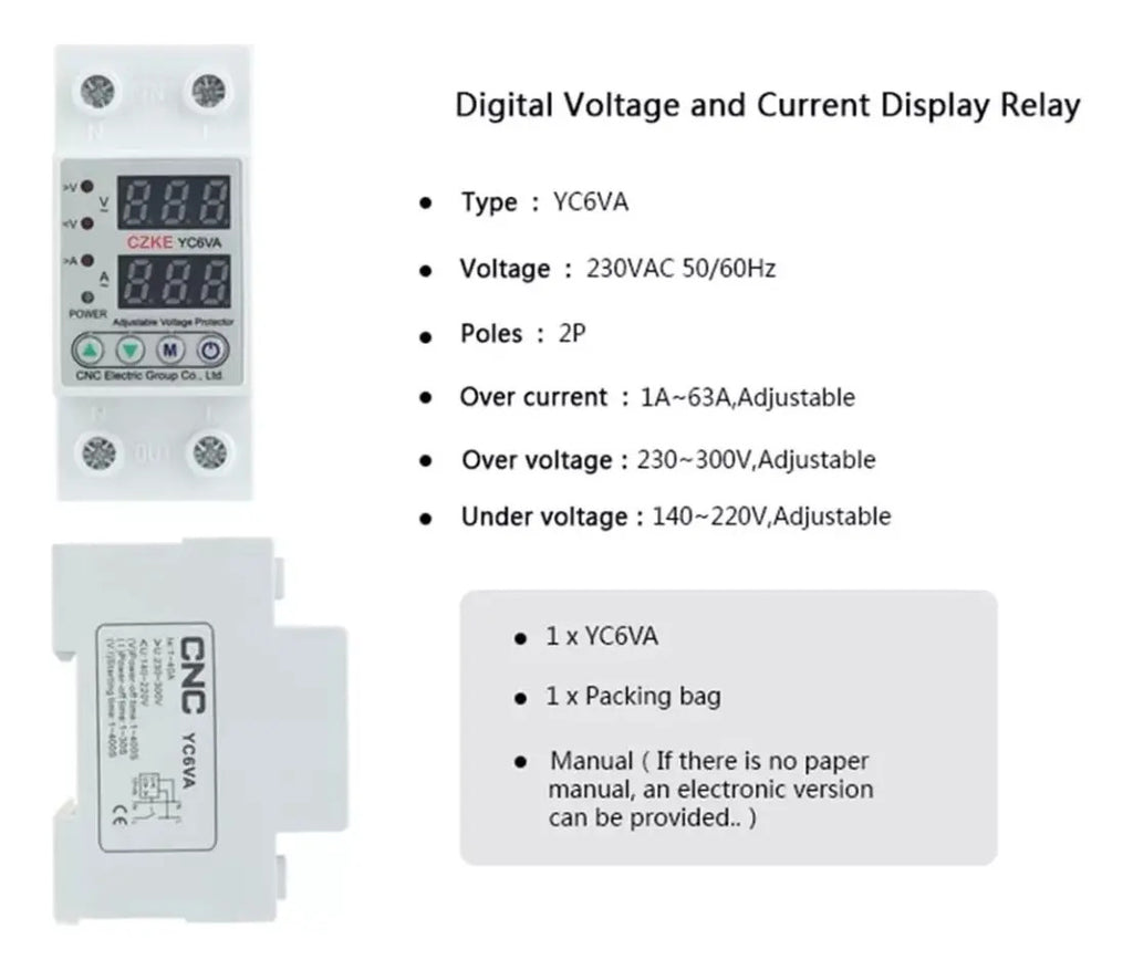 Relé Protección Voltaje Corriente Ajustable 220v Monofásico